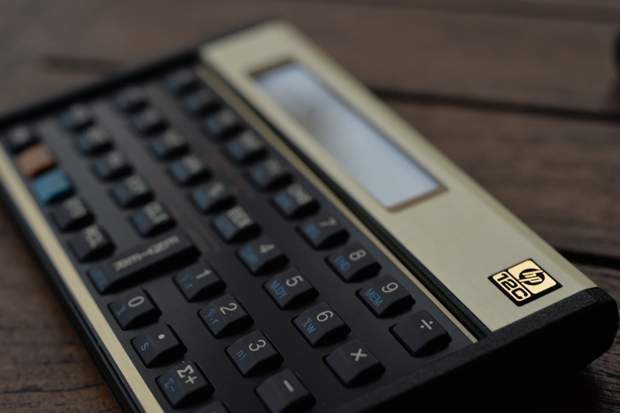 Close up of the HP-12c.  It is a good-looking machine.